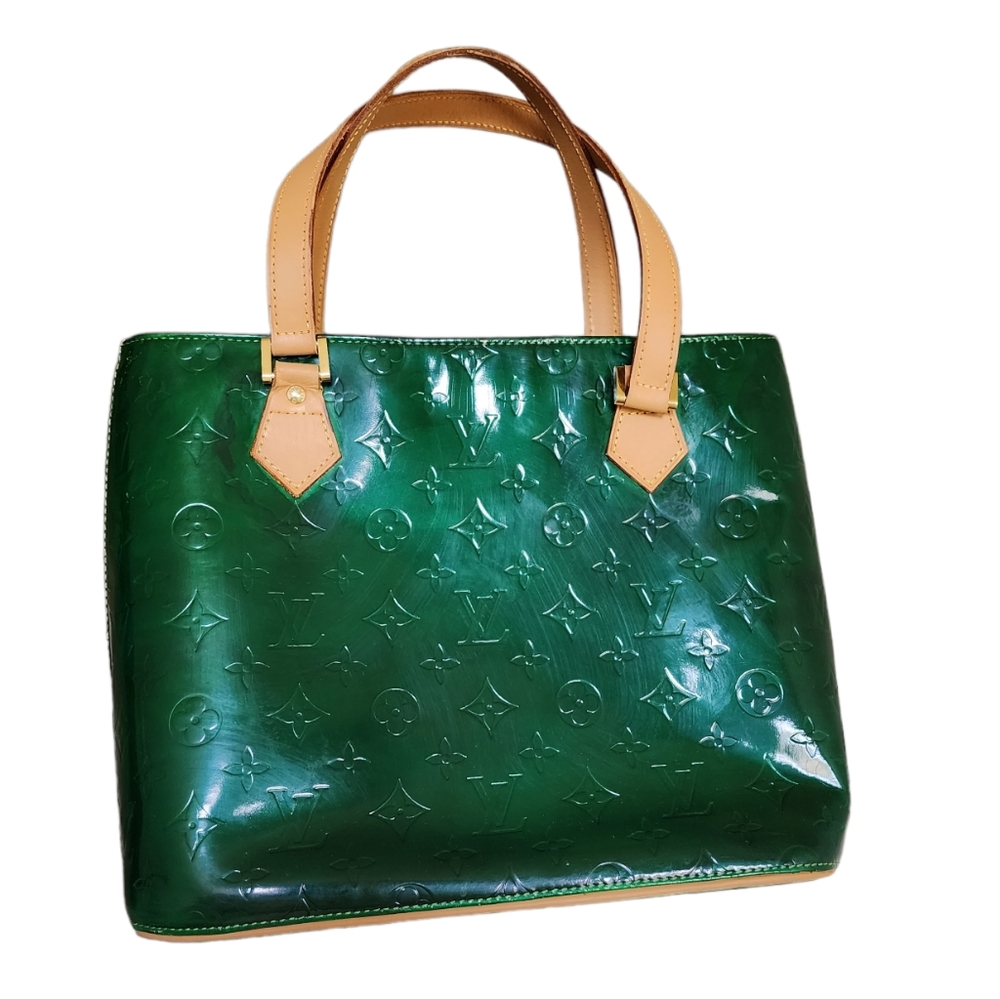 Louis Vuitton Vernis Houston Dark Emerald Green Top Handle Bag Purse